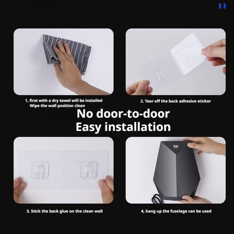 Powerful 1600W Hand Dryer - Wall-Mounted Quiet Automatic Sensor Dryer （9.36''×7.41''×4.09''), No-Drill Installation for Home Kitchen Hotel Bathroom  (White US Specification) - Image 3